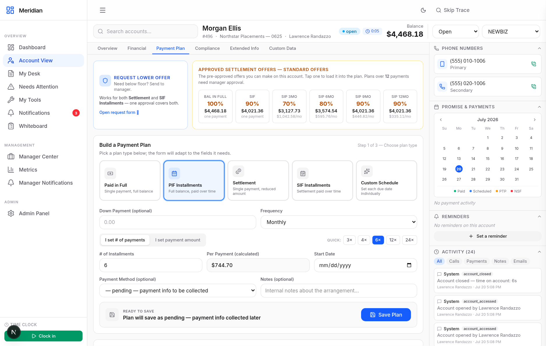Payment plan builder